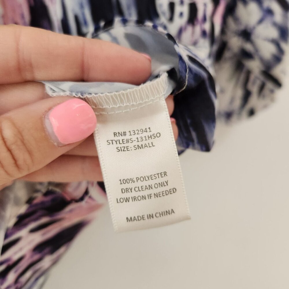 Amanda Uprichard Blouse Top Shirt Pink Purple Watercolor Tunic Women's S - Picture 7 of 8